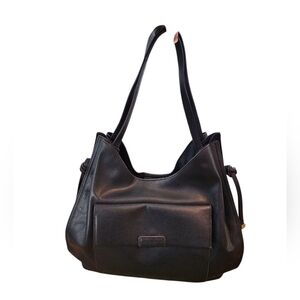 NWOT LIZ CLAIBORNE Black Leather Shoulder Tote Bag'